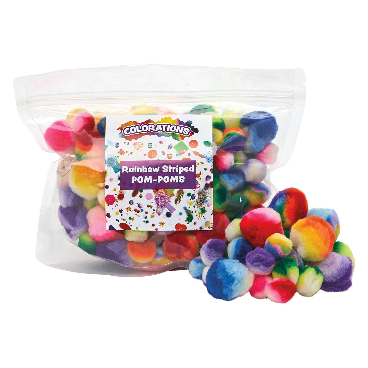 Colorations - Pom de Pom à rayures Regenboog, 180e.