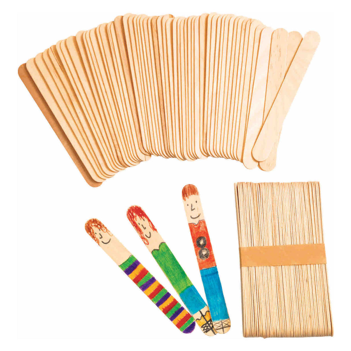 Colorations - Grands bâtons d'artisanat en bois, ensemble de 100