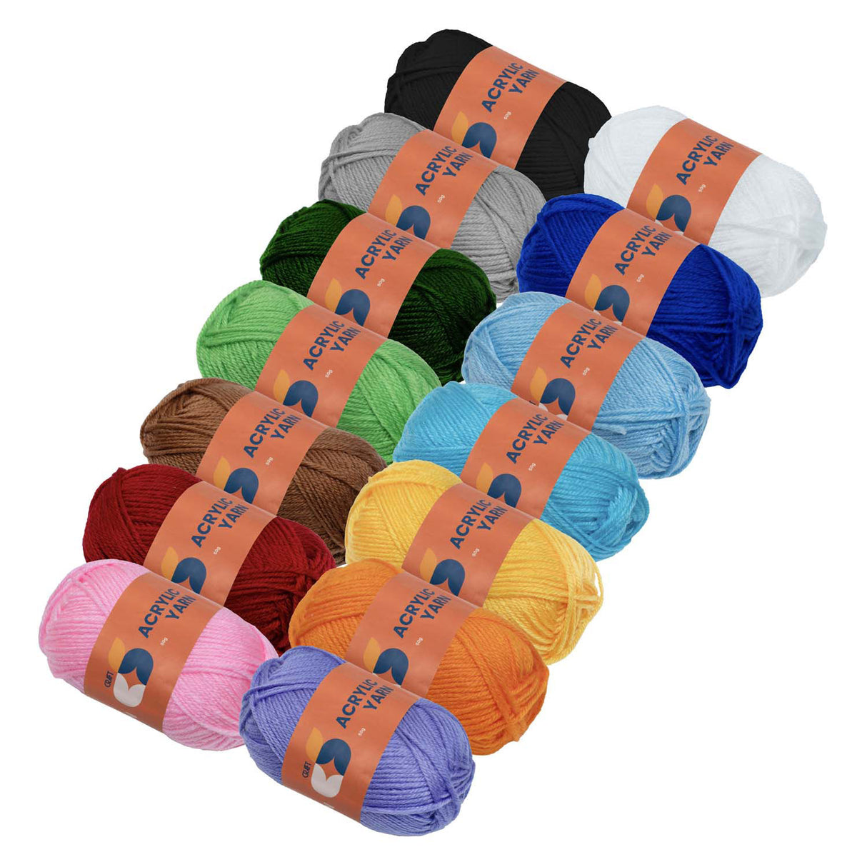 Colorations - ensemble de fils acryliques - 14 couleurs - 50g par écheveau
