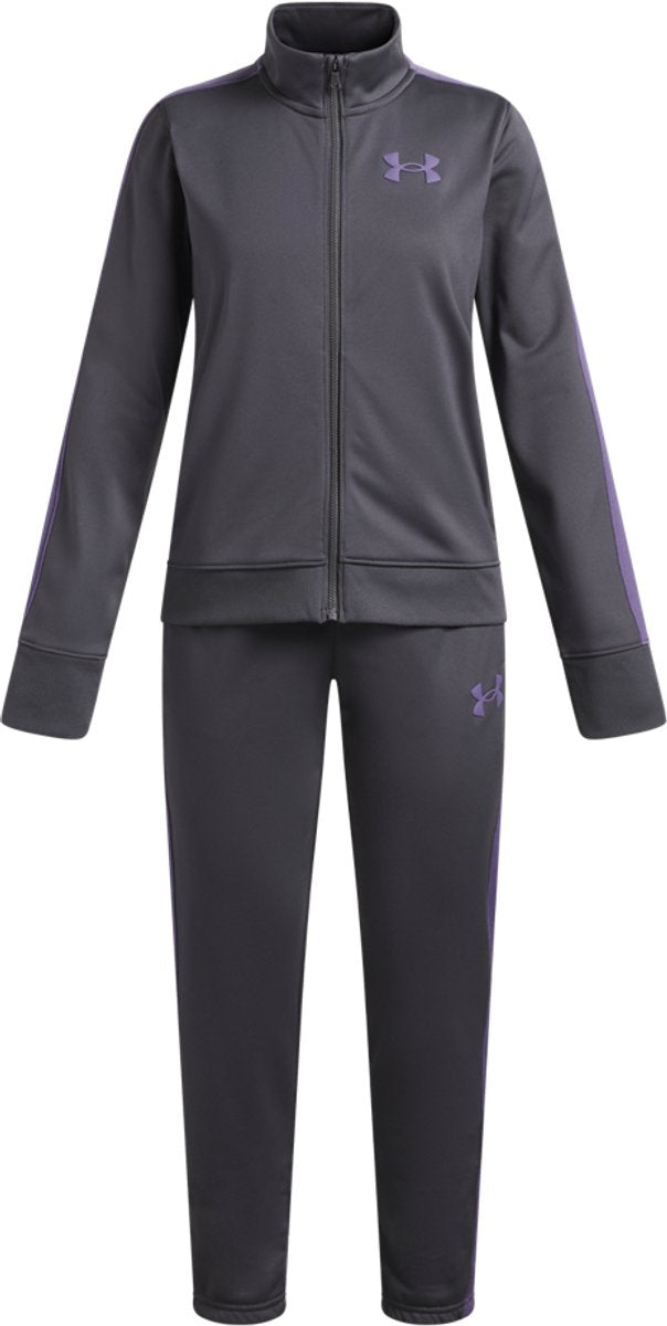 Under armour ua rival tricot survêtement-gris filles survêtement-castlerock-violet luxe-violet luxe