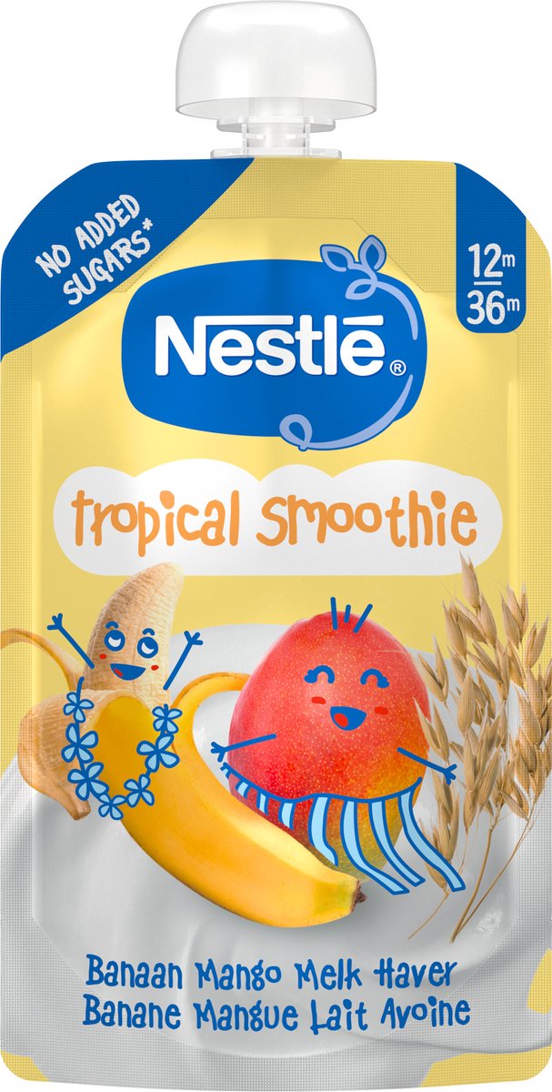 Nestlé tropical smoothie banane mangue lait avoine - 12+ mois - 8 x 110g