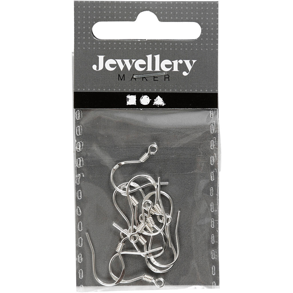 Crochets de boucles d'oreilles Creativ company, l: 14 mm, argent, 10 pièces 1 boîte