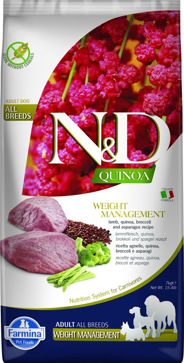 Farmina n d quinoa pour chien sans céréales gestion du poids adulte 7 kg - chien