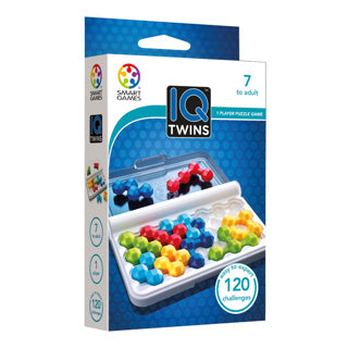Smartgames IQ Twins - jeu de réflexion logique - puzzle de voyage - 120 devoirs avec pièces jumelles - jeu solo éducatif - à partir de 7 ans