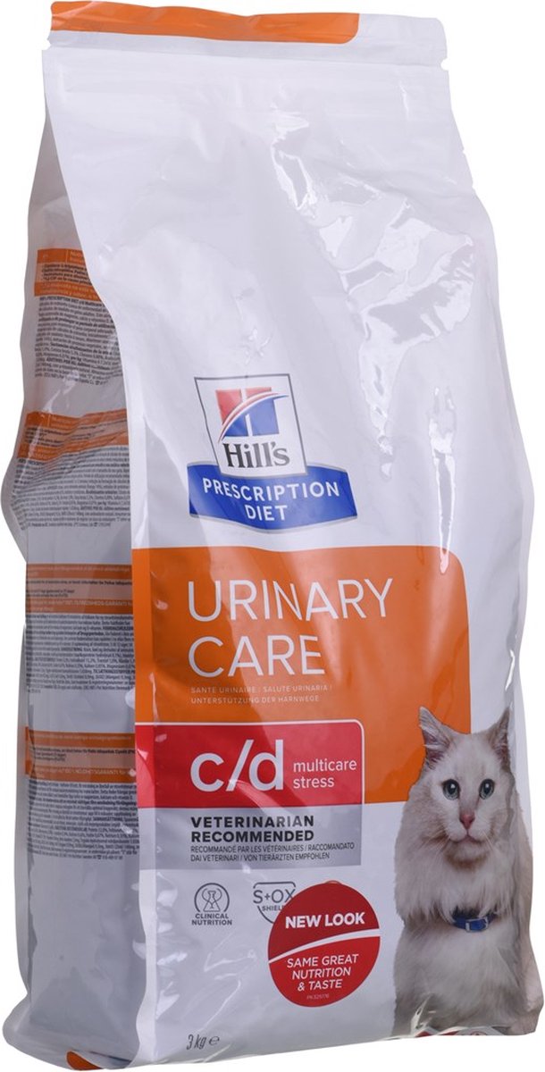Hill's feline c d stress urinaire - nourriture pour chat 3kg - aliment diététique contre le stress, nutrition cliniquement prouvée