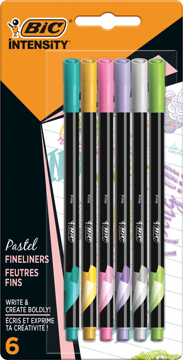 BIC Intensity Fineliners Pastel, 6e.