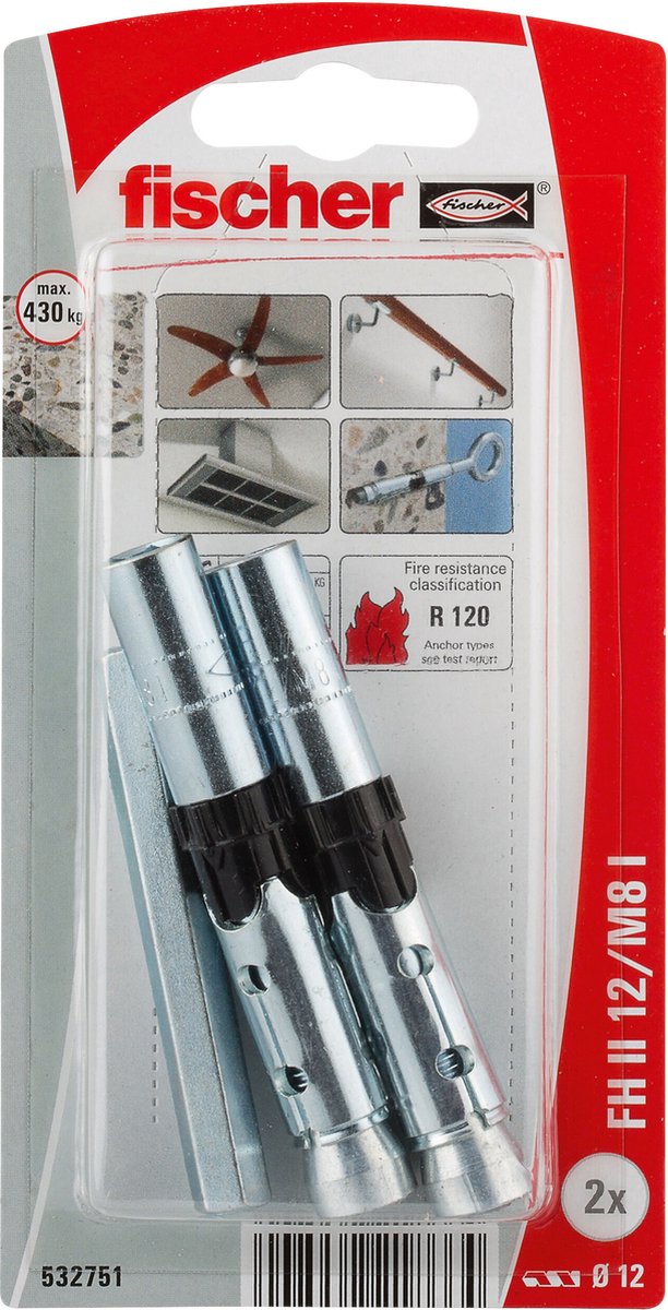Fischer 532751 fh ii 12 m8 i k nv fiche de sécurité 12 mm 1 jeu(s)