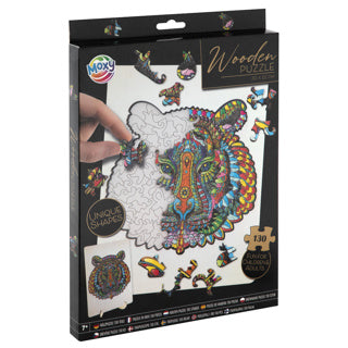 Brandless sans marque Puzzle en bois avec figurine de tigre - 130 pièces