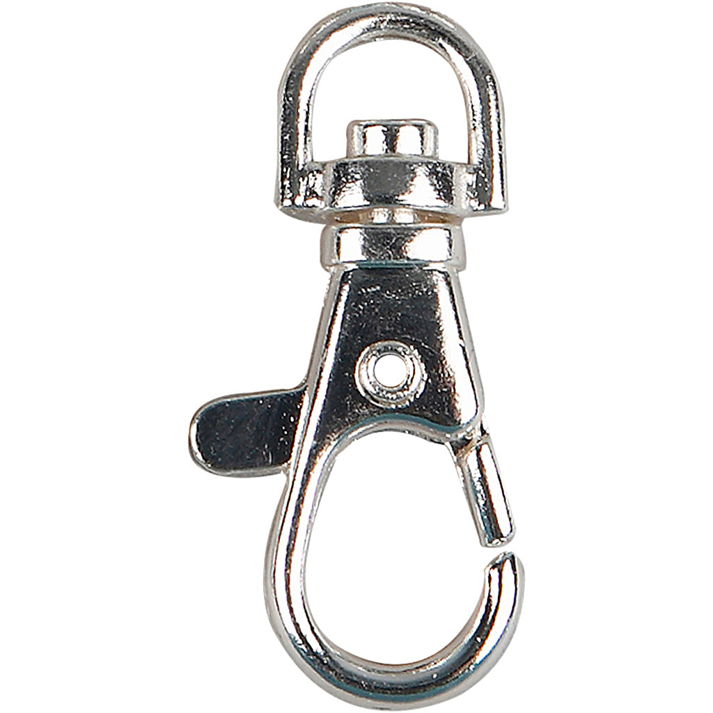 Fermoir mousqueton Creativ company, grand, h : 3,7 cm, d 37 mm, l : 1,4 cm, plaqué argent, 15 pièces 1 boîte
