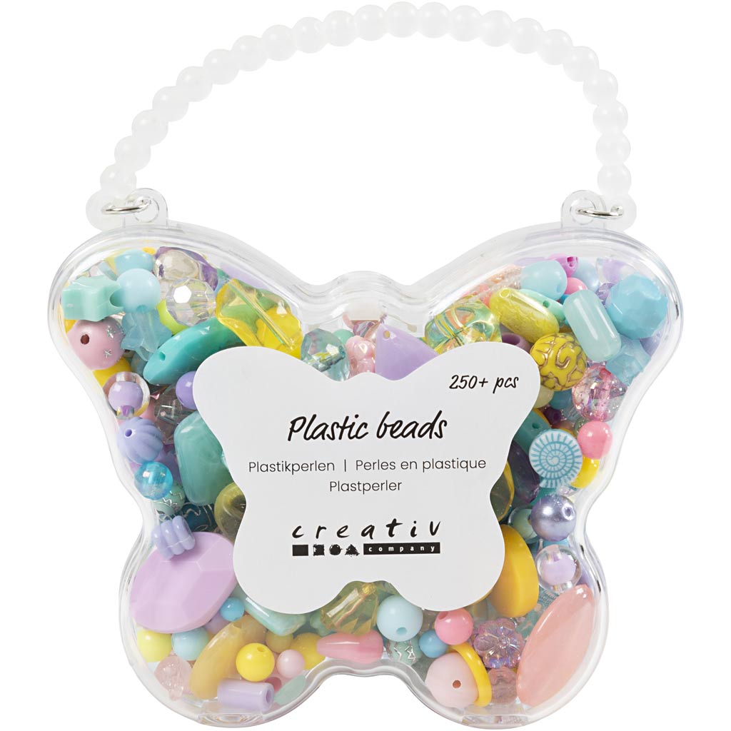 Perles en plastique Creativ company, d 5-35 mm, taille de trou 1-8 mm, différentes couleurs, 193 gr, 300 ml 1 boîte