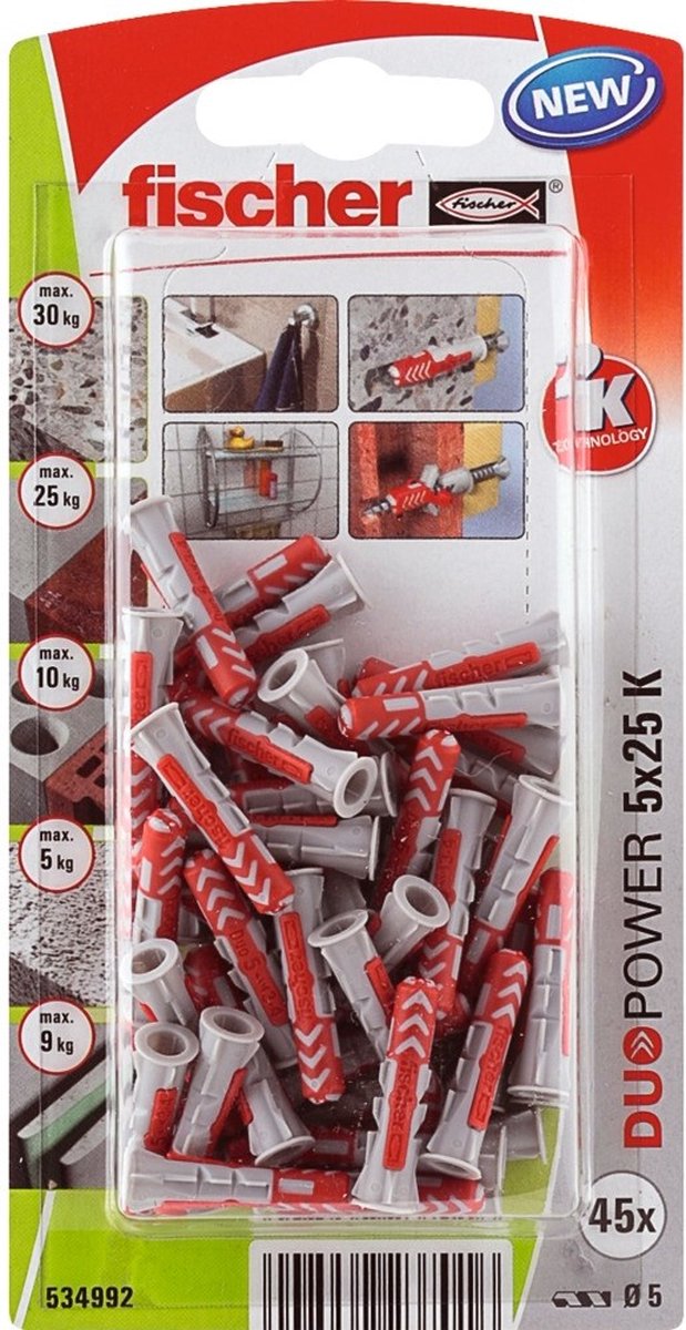 Fischer 534992 duopower 5 x 25 k nv fiche bi-composant 25 mm 5 mm 1 jeu(s)