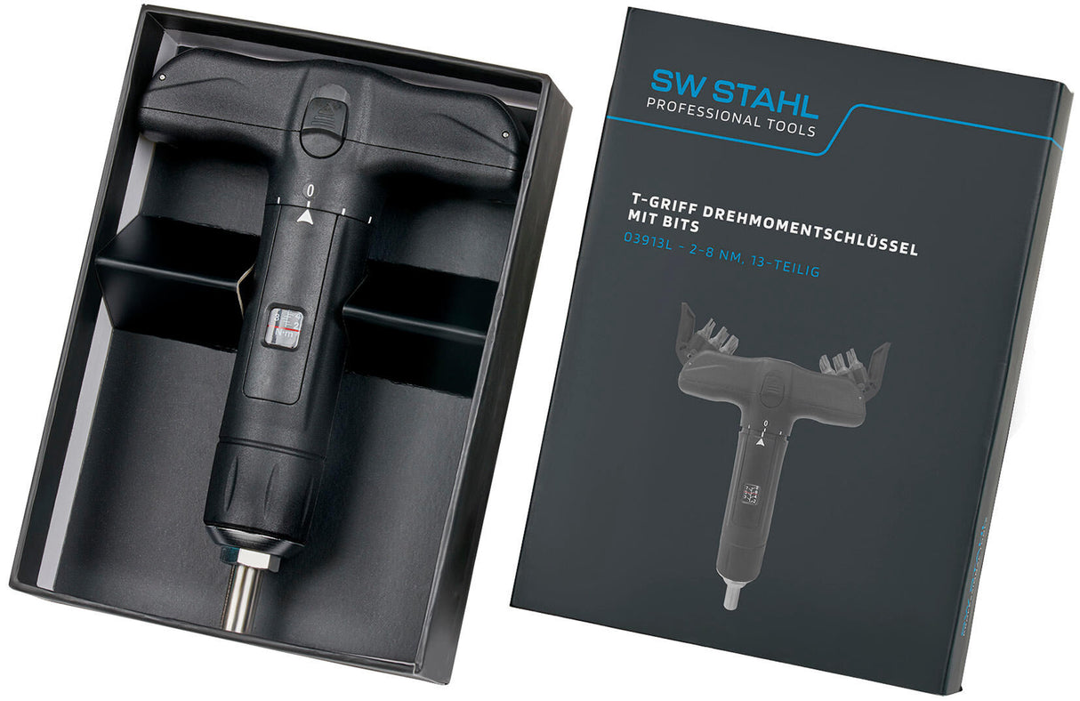 Clé dynamométrique SW Stahl SW-Stahl 03913l Vis dynamométrique à poignée en T. avec embouts, 2-8 nm, 13 pcs.