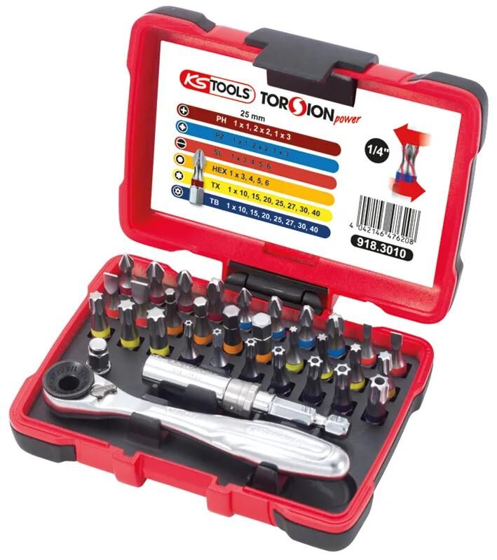 Ks tools ks-tools jeu d'embouts boîte d'embouts de puissance de torsion 32tlg.