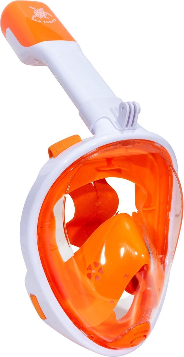 Masque de plongée pour tortue de mer - tuba - lunettes de plongée - ensemble de tuba - masque complet - adultes - blanc orange - s m