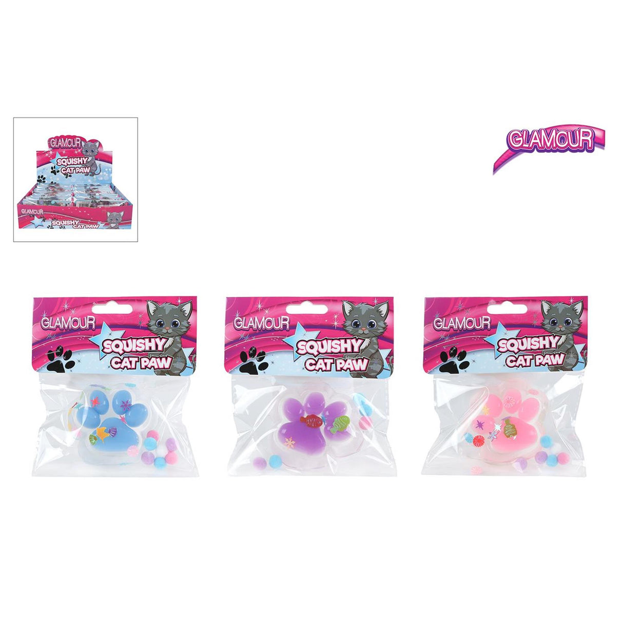 Patte de chat squishy glamour avec paillettes