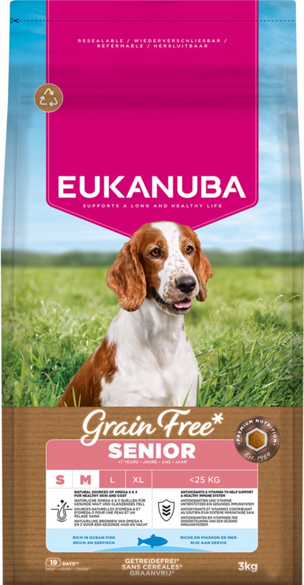 Eukanuba poisson de mer senior sans céréales petit moyen large - nourriture pour chien - 3 kg