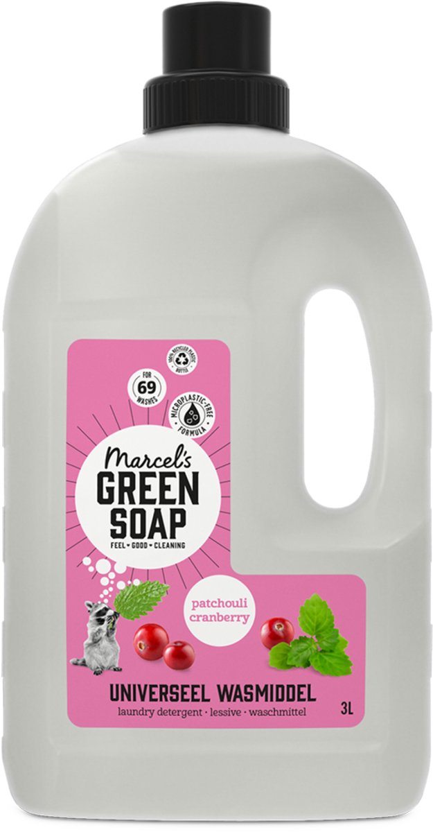 Marcel's green soap universeel wasmiddel - grootverpakking - patchouli cranberry - 3l - 69 wasbeurten