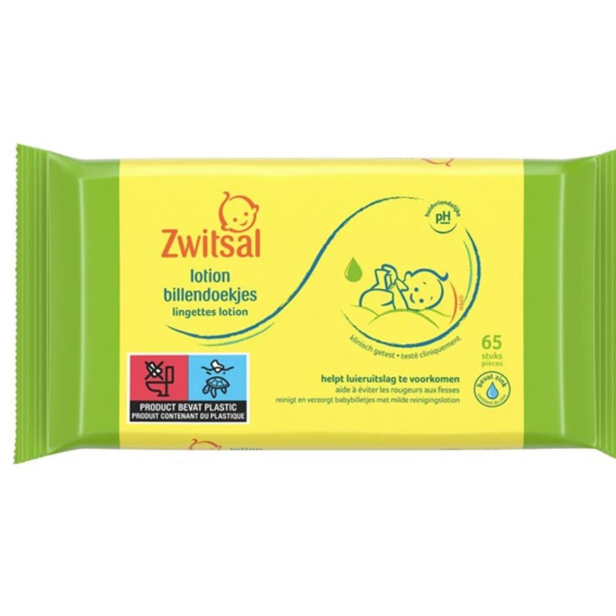 Lingettes pour bébé Zwitsal lotion 65 pièces
