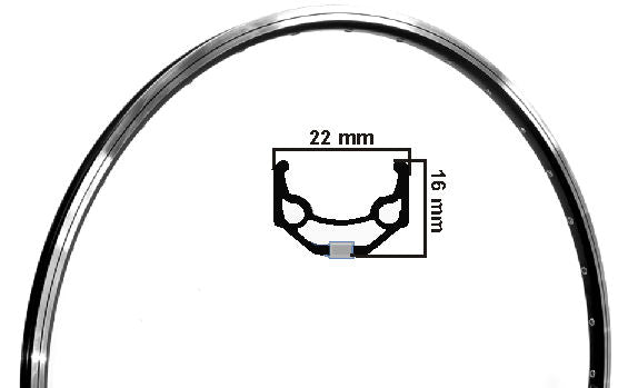 Ryde Velg Urban Race Alu Black Alu 16 mm de haut> 22<36 trou