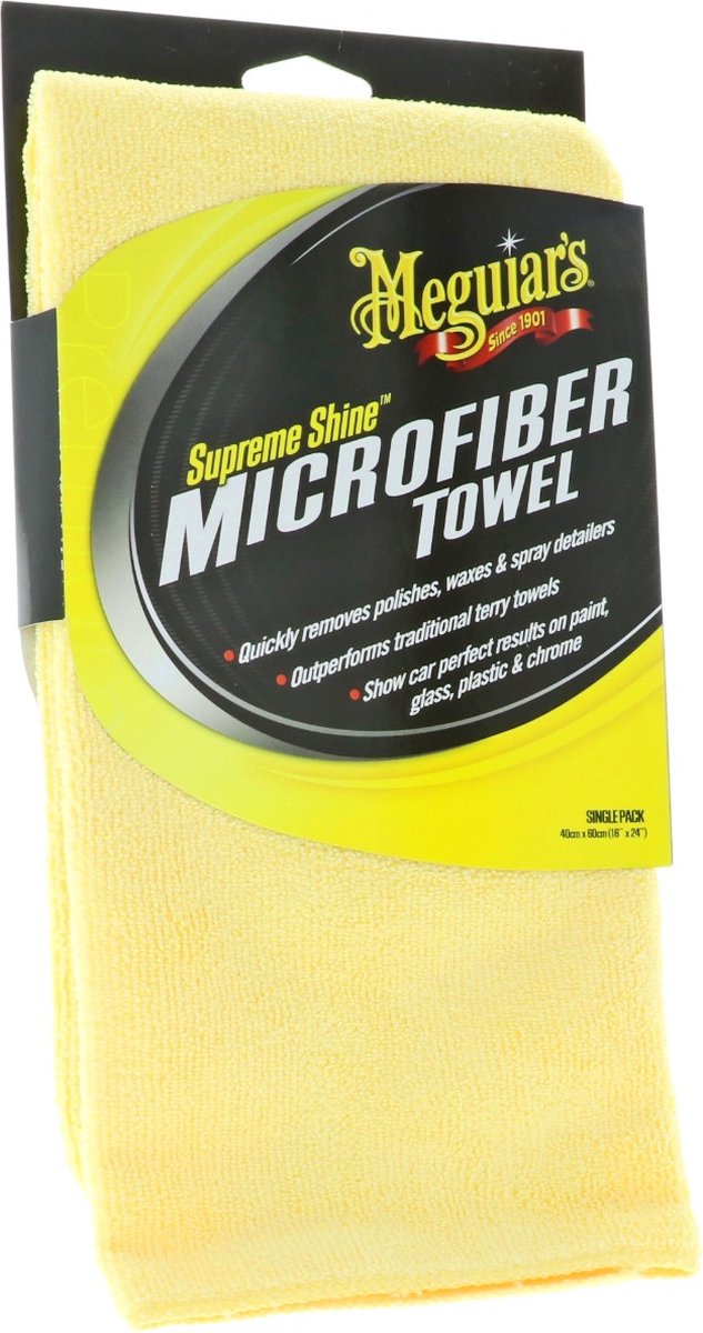 Meguiar's Supreme Shine Microfibre - Chiffon de nettoyage pour voiture - 16x32 cm - Polyester - Jaune