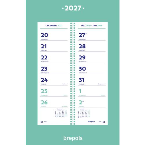 Calendrier de couverture Brepols 2026 avec spirale