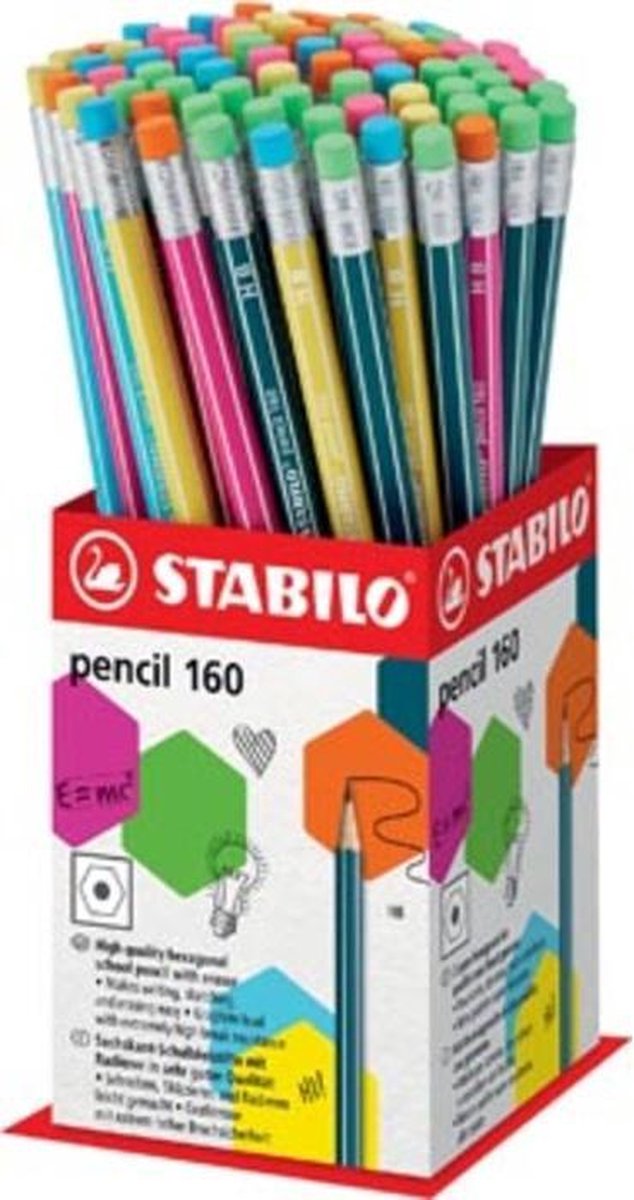 Crayon Stabilo 160 avec gomme présentoir 72 pièces