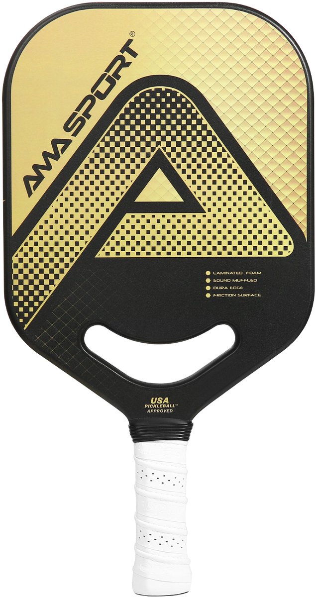 Pagaie de pickleball Ama sport pp002-c1g or noir – surface graphite – noyau 20 mm – gorge dynamique aéro-duraedge air –