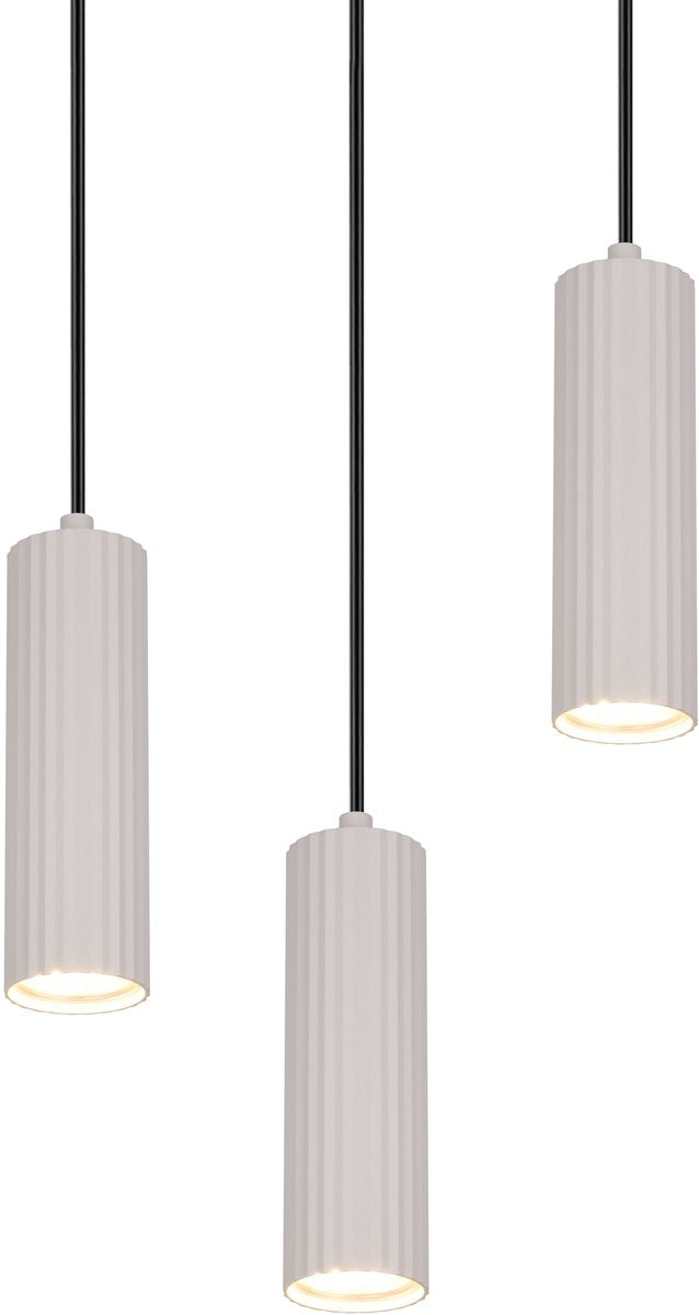 Trio soka - lampe suspendue - gris chaud - excl. 3x gu10 5 w - montage au plafond - réglable en hauteur