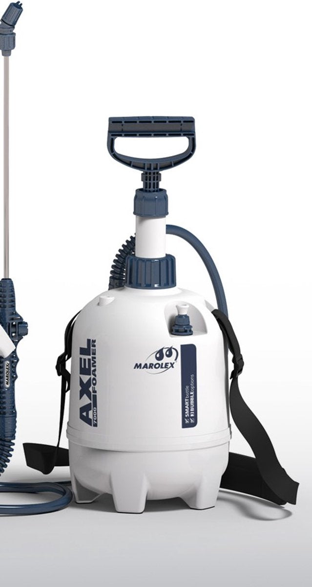 Pulvérisateur à mousse Marolex axel alka line 7000 - 7 litres - résistant aux alcalis - 3 réglages de mousse - y compris lance et bandoulière - pulvérisateur à pression pour les détails et l'industrie