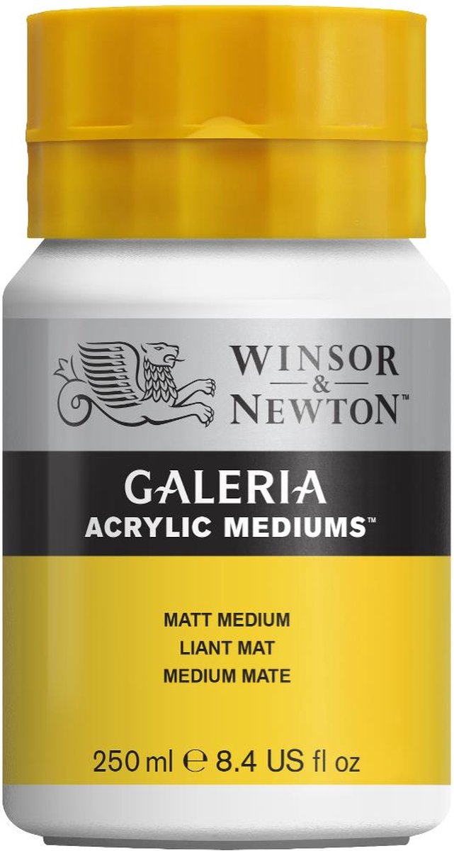 Winsor Newton 3040821 Galeria Matt Medium 250 ml – Médium acrylique pour finition mate, transparence accrue
