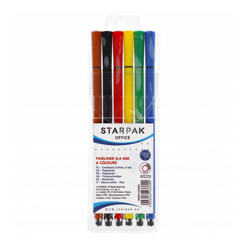 Fineliner rond 0,4 mm, 6 pcs.