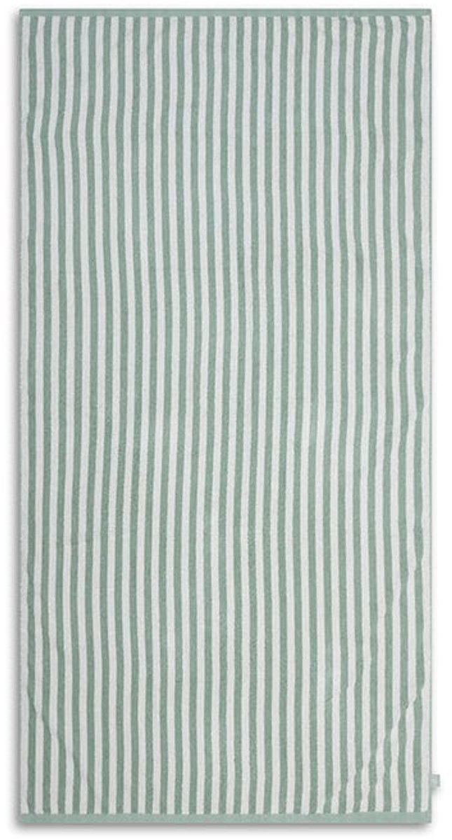 Rayure de villégiature | serviette en coton blanc vert 135 x 65 cm