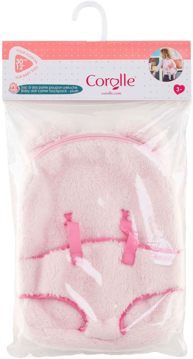 Sac à dos de transport poupée peluche rose Corolle, 30cm