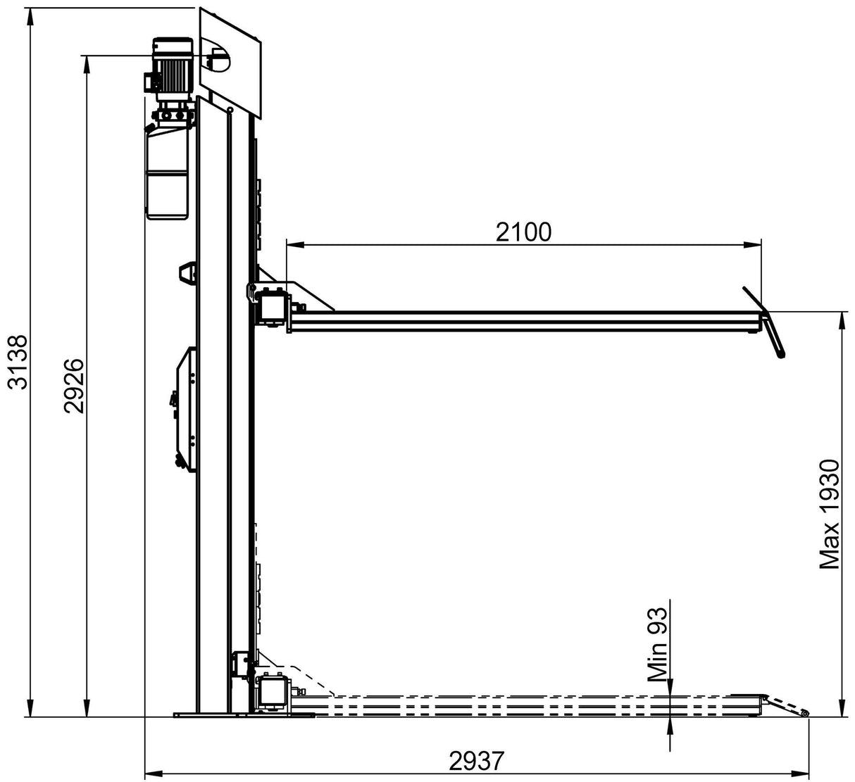 Pont levant Ath-heinl simple ascenseur 12pl. ascenseur avec. fourches de roue ath-single lift 12pl