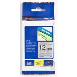 Ruban à lettres tzm-931 brother 12mmx8mtr noir argent