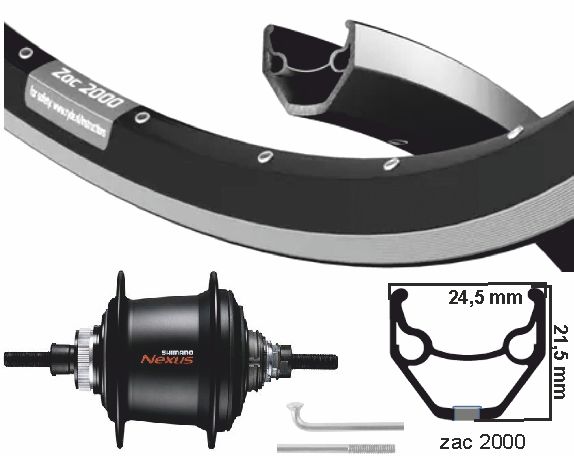 Kgs ryde roue arrière 28 pouces 622 acier inoxydable noir nexus 7 disques centerlock v-brake