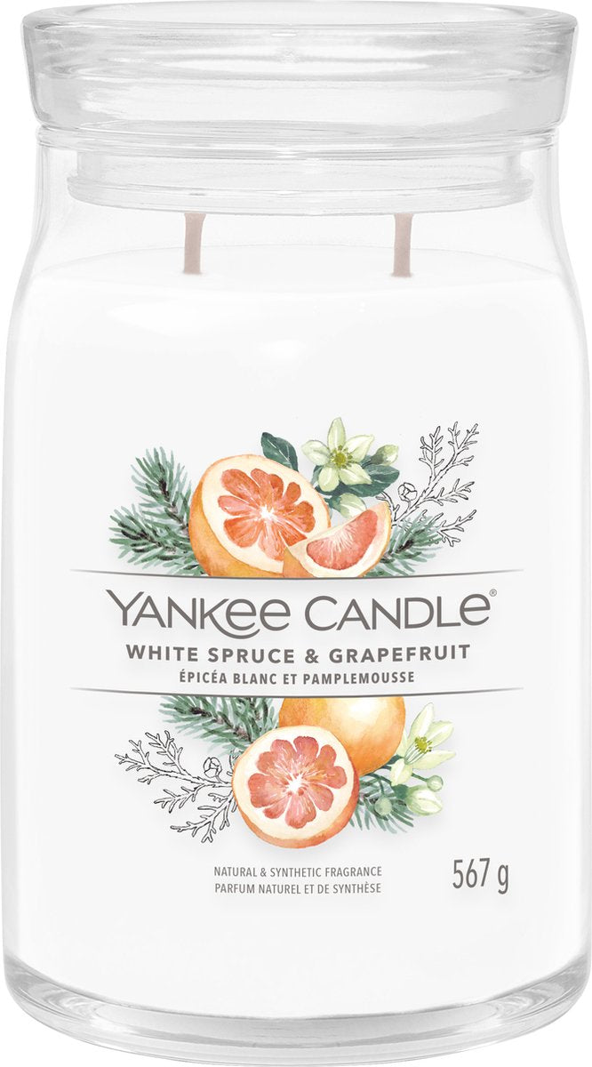 Bougie Yankee - bougie parfumée en grand pot à l'épinette blanche et au pamplemousse - jusqu'à 90 heures de combustion