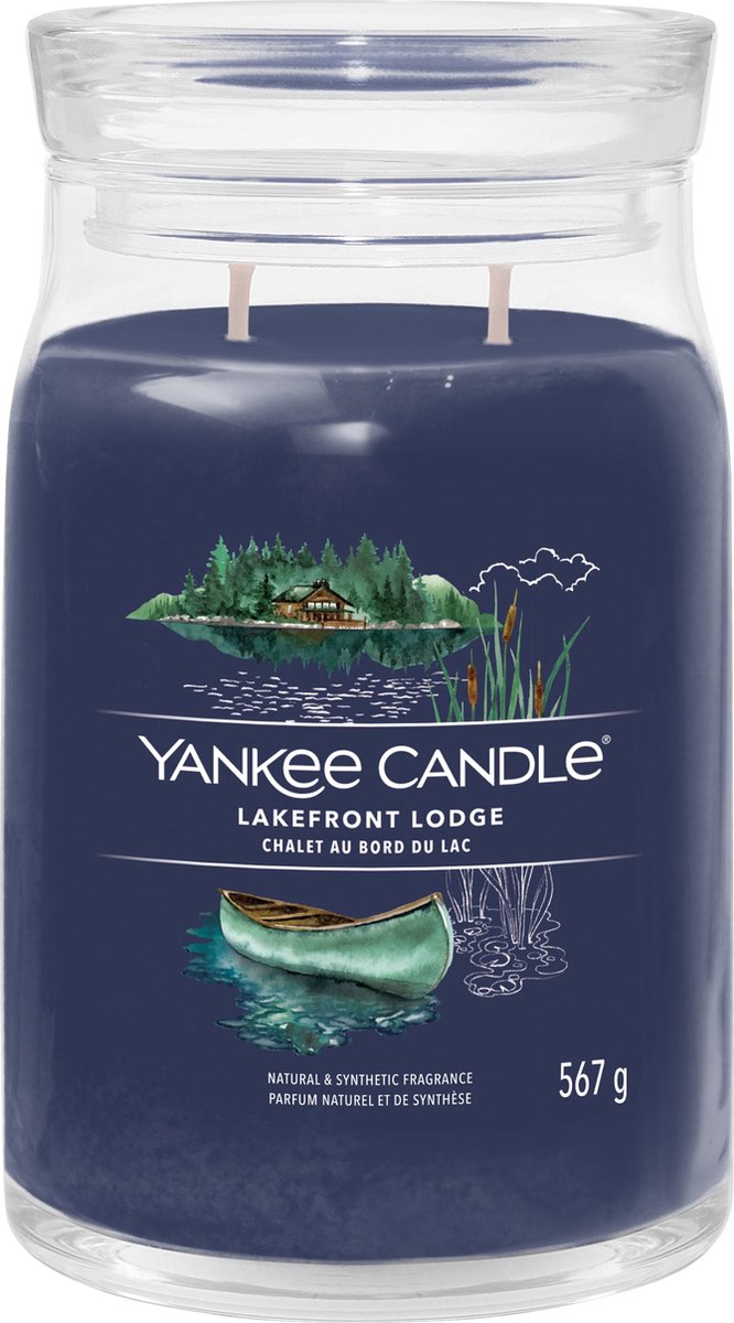 Bougie Yankee - bougie parfumée en grand pot au bord du lac - 90 heures de combustion - deux mèches