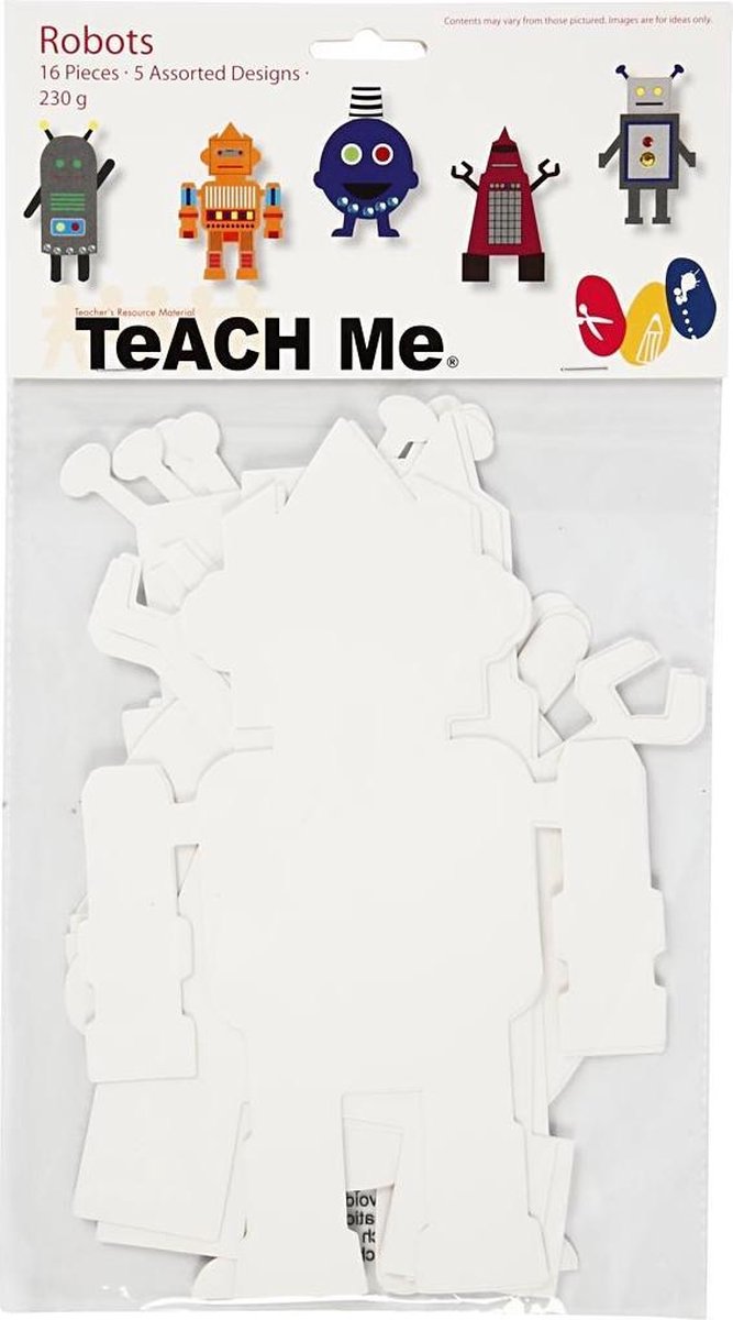 Robots de l'entreprise Creativ, h : 22,5-24 cm, l : 15-16 cm, 230 g, blanc, 16 pièces 1 boîte