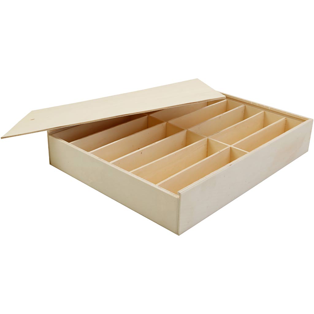 Boîte en bois Creativ company avec couvercle, dimensions 29x37x6,5 cm, 1 pièce
