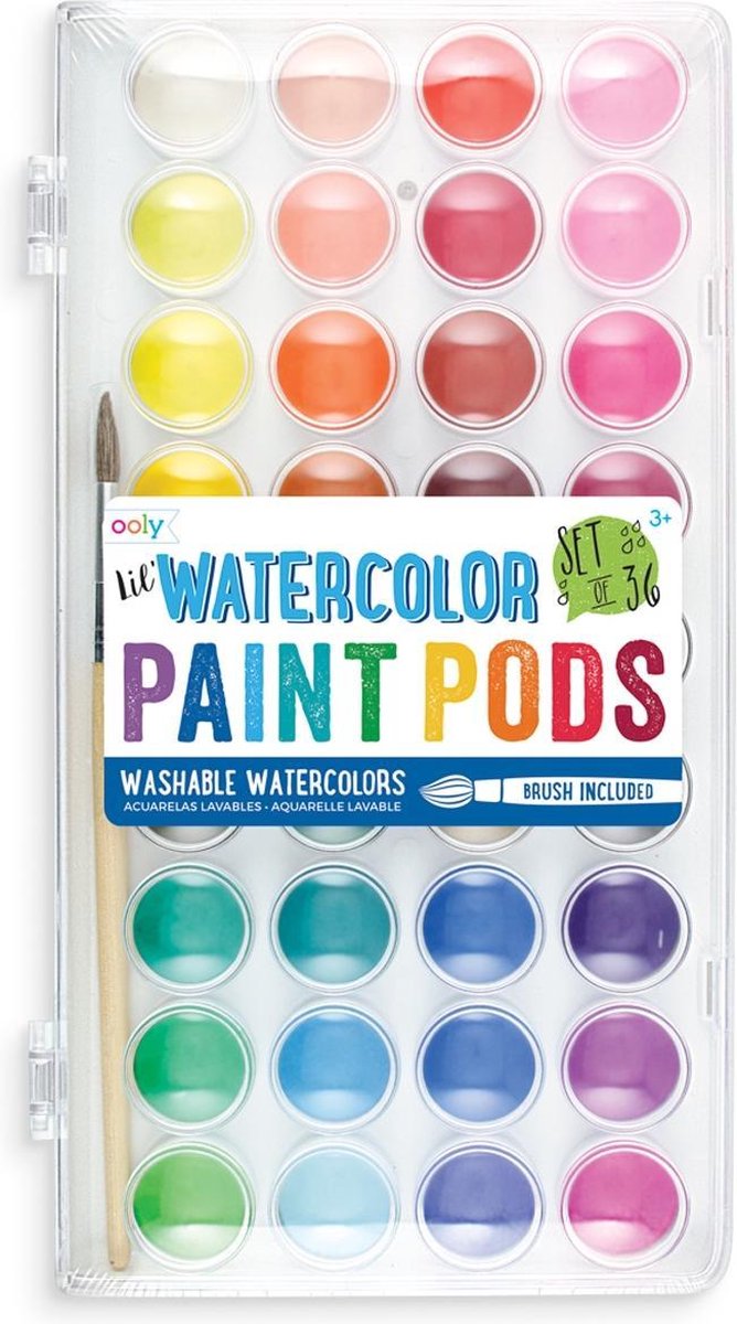 Ooly - petites dosettes de peinture aquarelle - aquarelle - ensemble de 36 couleurs aquarelles vives
