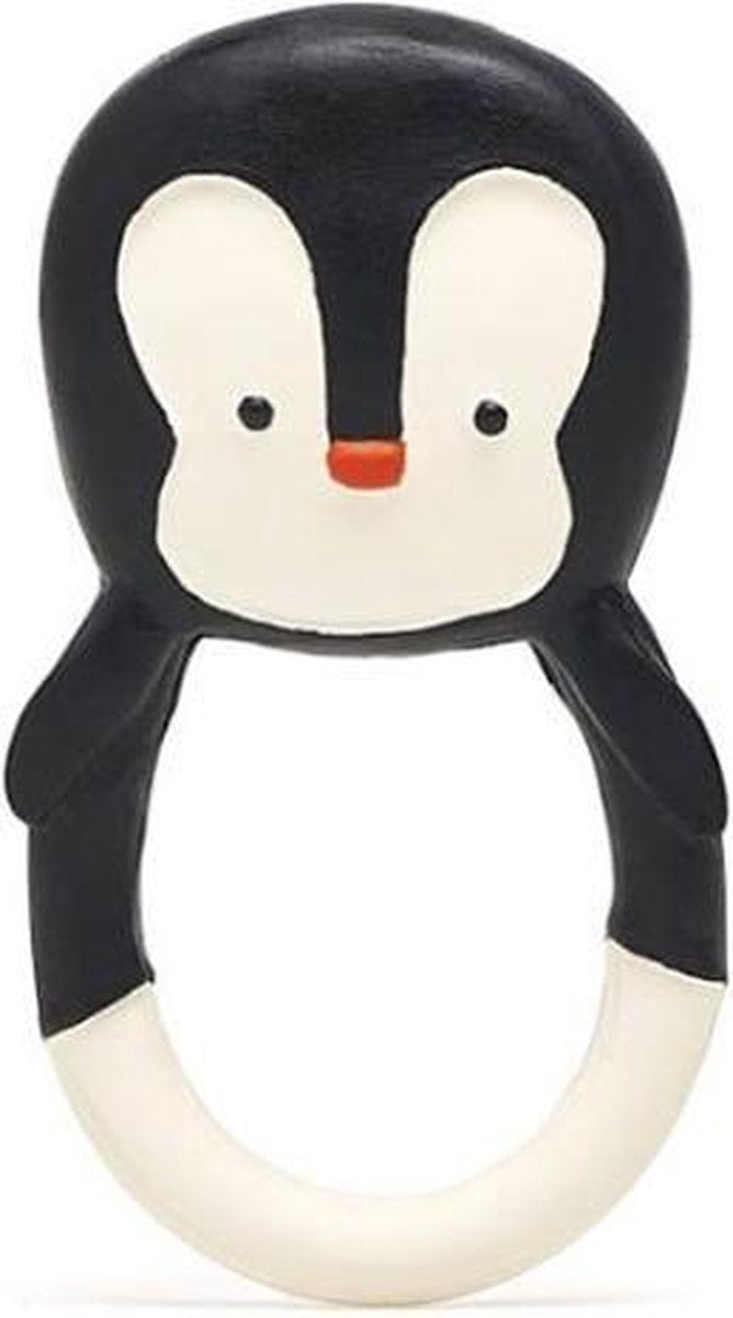 Lanco jouets anneau de dentition en caoutchouc lanco - nui le pingouin - noir - blanc