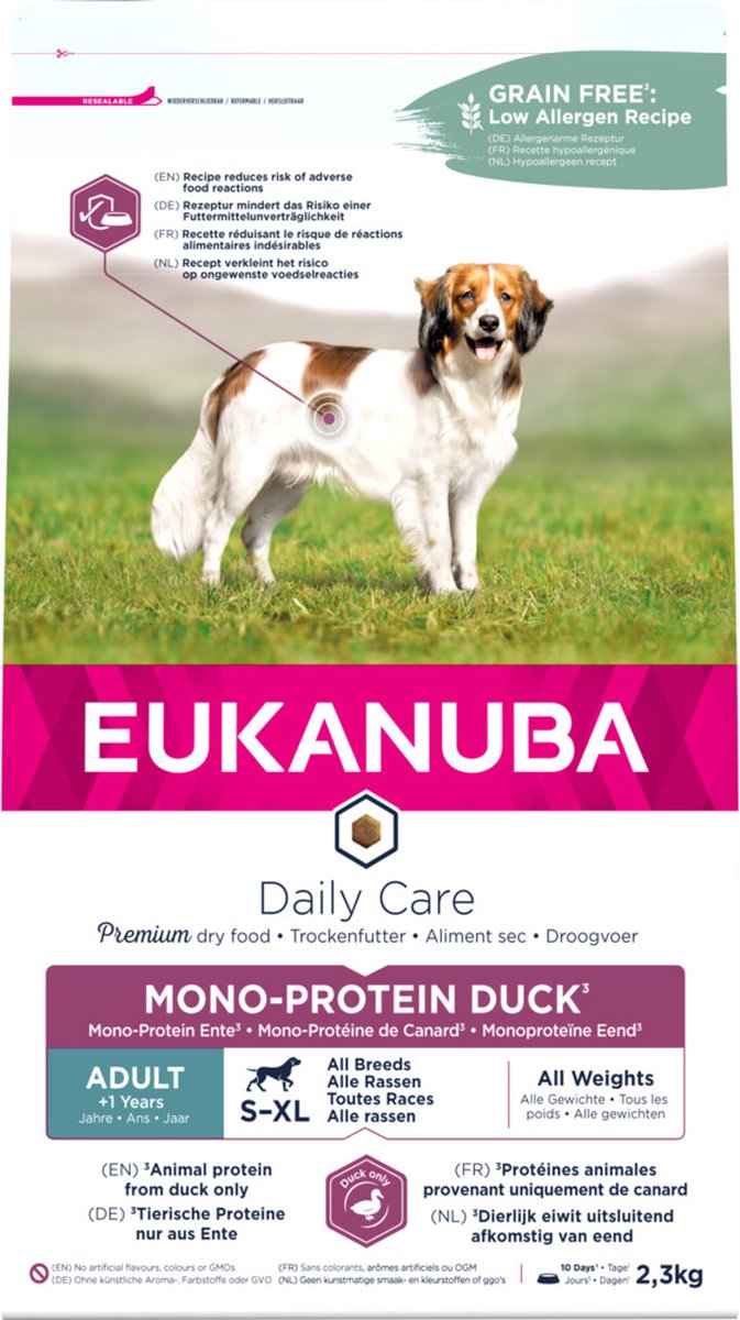 Eukanuba nourriture pour chien soins quotidiens canard adulte mono-protéiné 2,3 kg