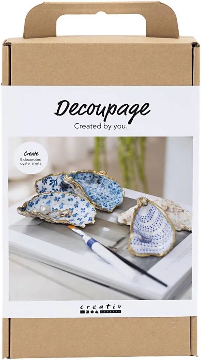 Société créative https : www.ccobby.nl hobbyset-decoupage-oystershells-blue-1-doos