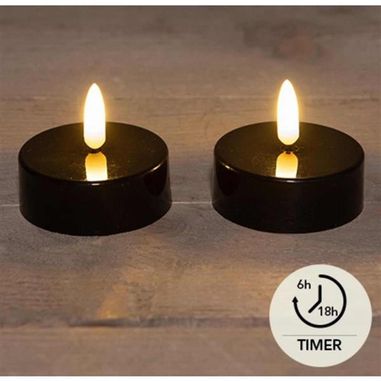 Anna's collection Bougies chauffe-plat LED jumbo noir lot de 2 ø6cm