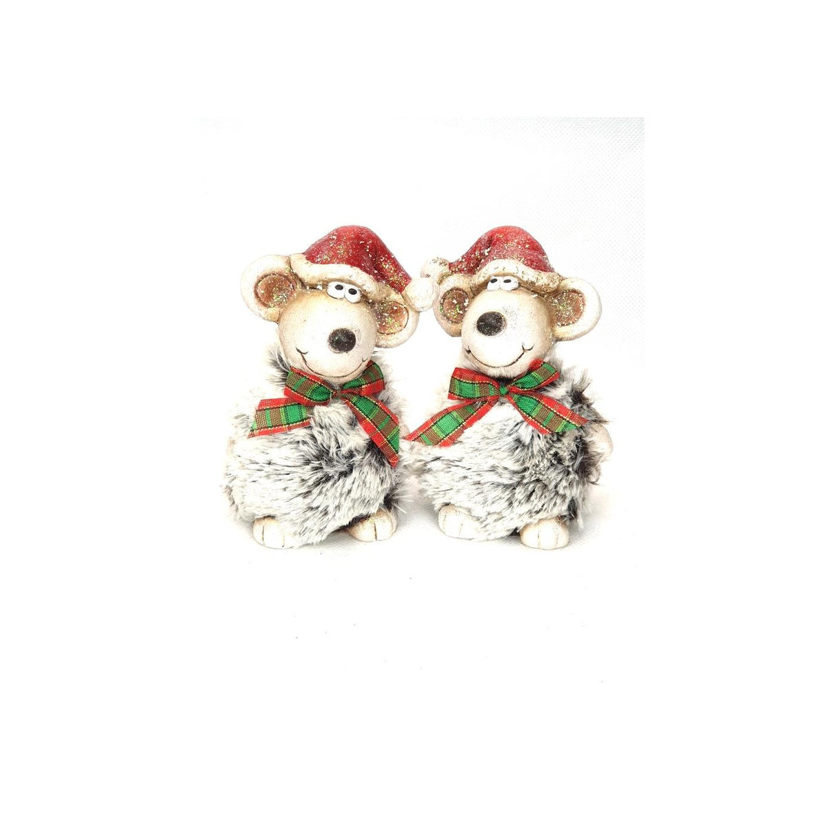 Statue ambiance manoir souris avec bonnet de noel 7x5.5x10.5cm