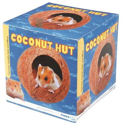Cabane en noix de coco pour animaux de compagnie heureux