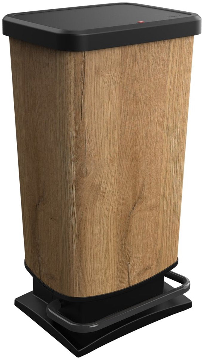 Rotho paso pedaalemmer - prullenbak 40l - bpa vrij - hout look