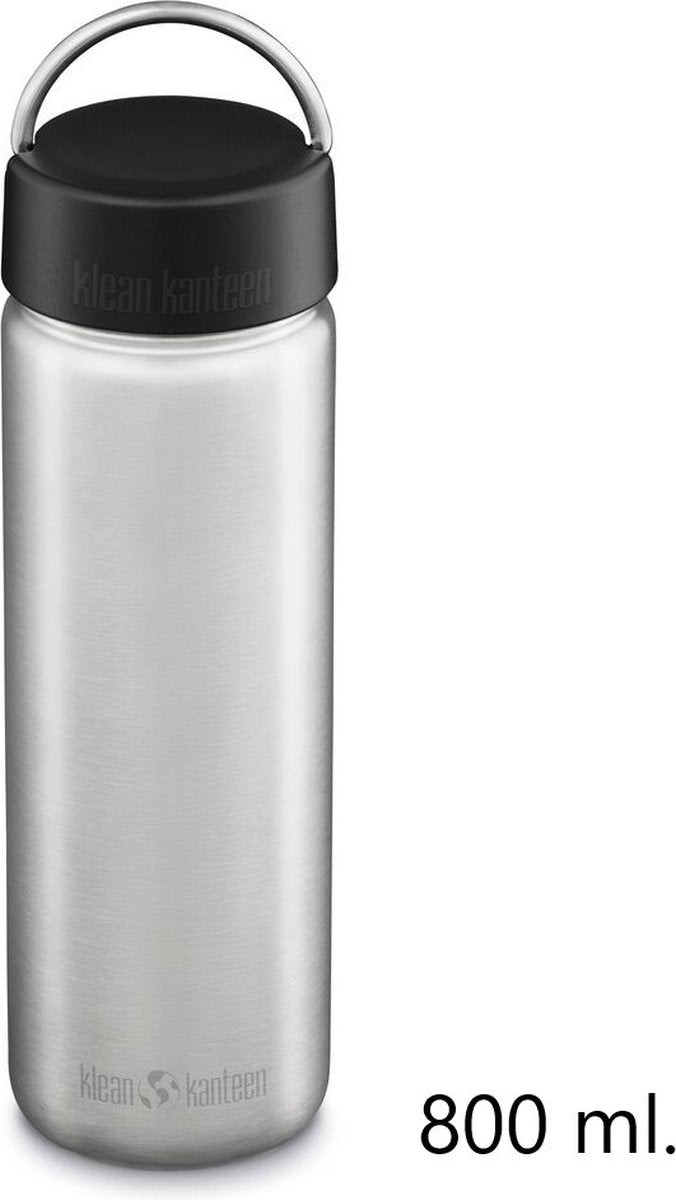 Klean kanteen large simple paroi 800 ml 27oz - acier inoxydable argent - avec bouchon à anneau large