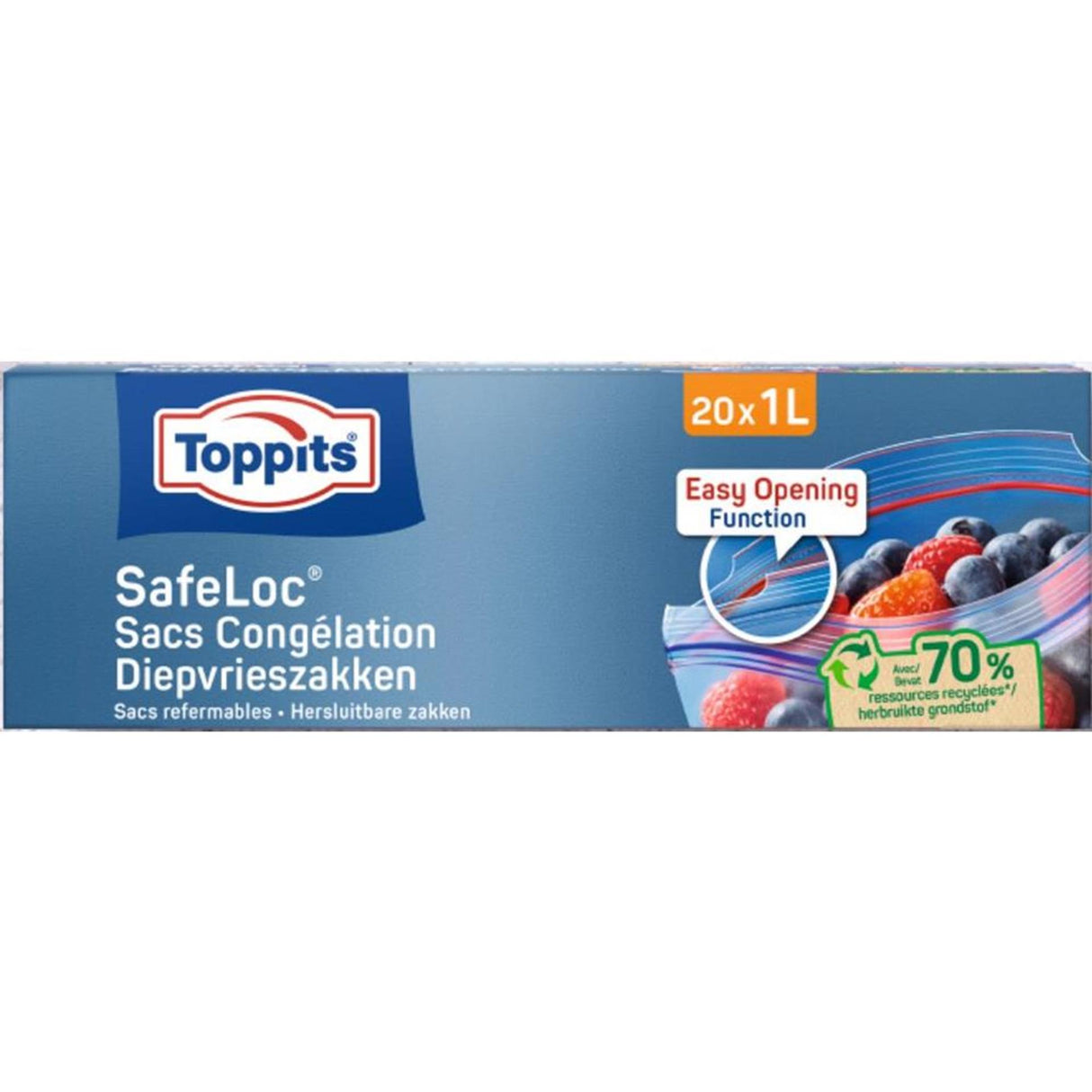 Toppits sacs de congélation zip Safeloc 1l 20 pièces